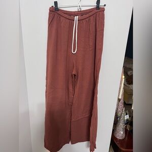 Aerie Rust Cozy Wide Leg Lounge Pants, Size M Short